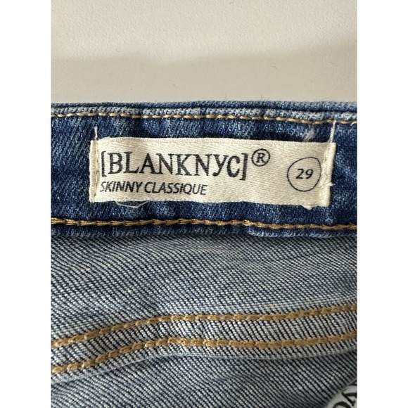Blank NYC Jeans Women's Size 29 Blue Skinny Classic‎ Stretch Mid Rise Distressed - Picture 3 of 10